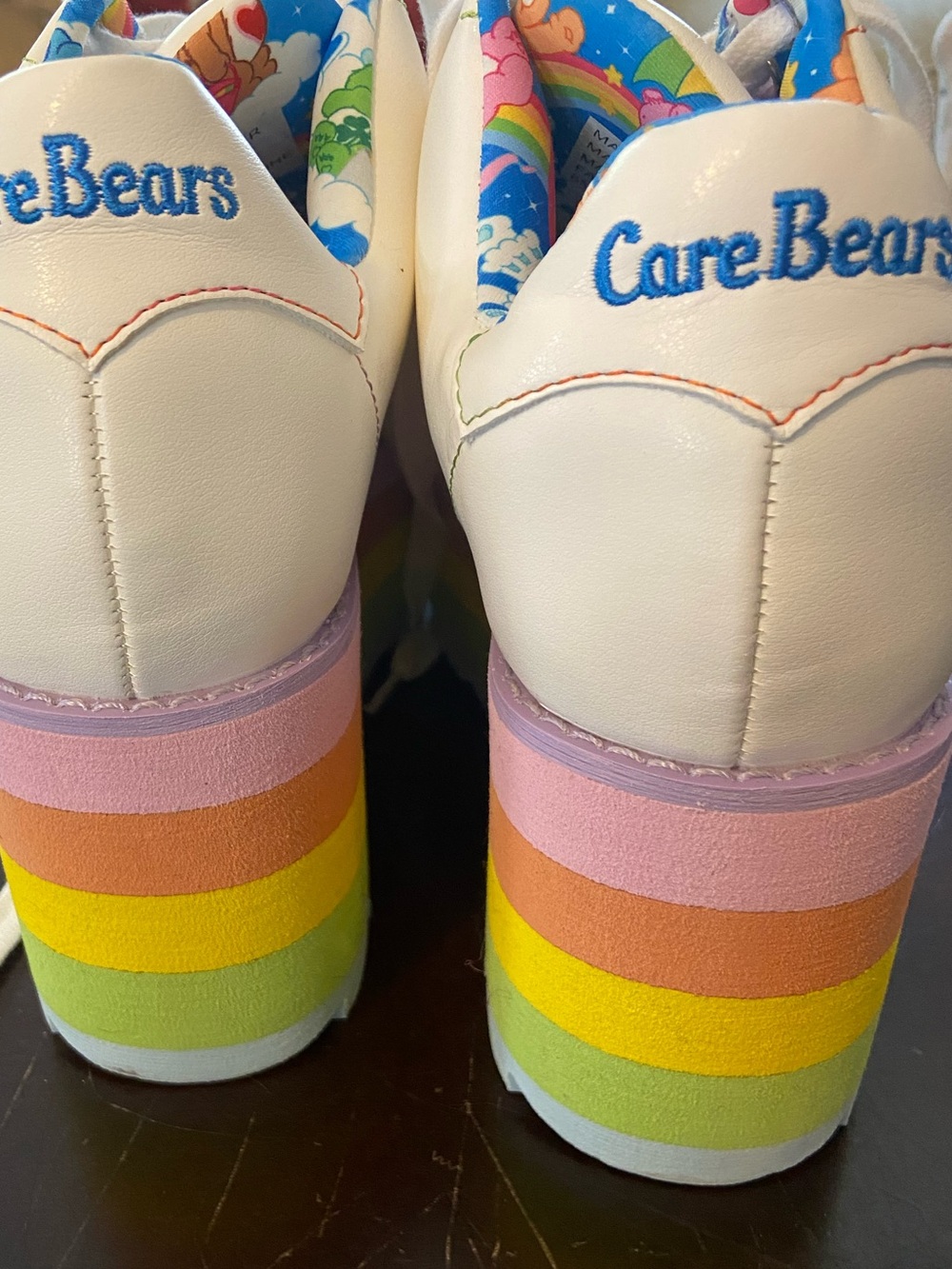 YRU  / Dolls Kill Care Bears Rainbow Heart Platform Sneakers, Size 6 - Picture 6 of 10